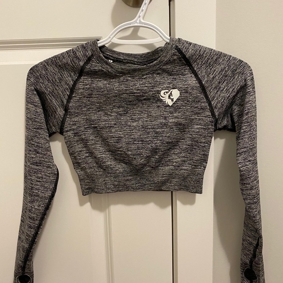 Grey Marl Move Seamless Long Sleeve Crop Top - Picture 7 of 7